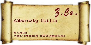 Záborszky Csilla névjegykártya